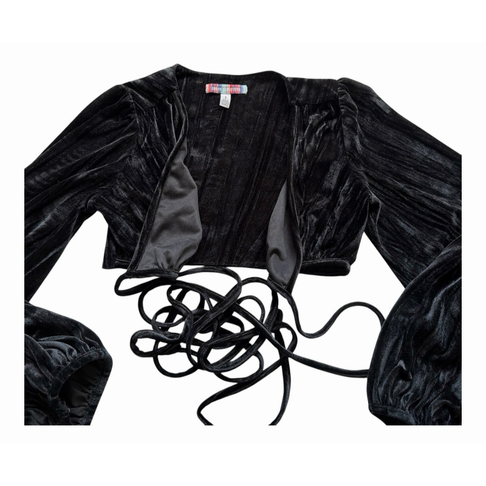 Urban Outfitters Florentina Wrap Top Small Black Velvet Whimsygoth Fairy Grunge - Picture 11 of 11